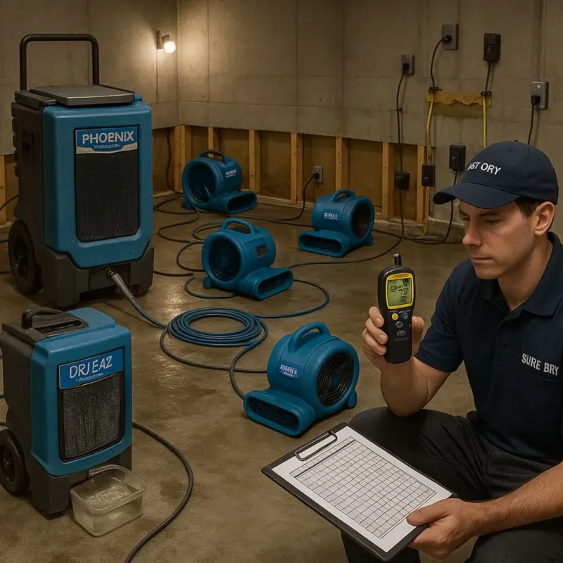 Structural Drying and Dehumidification process in Santa Rosa, TX